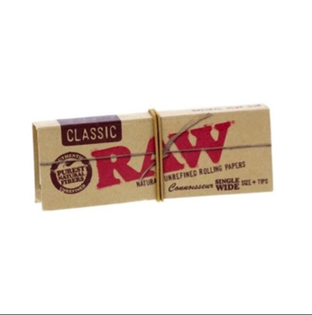 Бумажки Raw classic connosseur single wide size+tips - Самокрутки - Бумага с фильтрами - Магазин бонгов бонгшоп.рф
